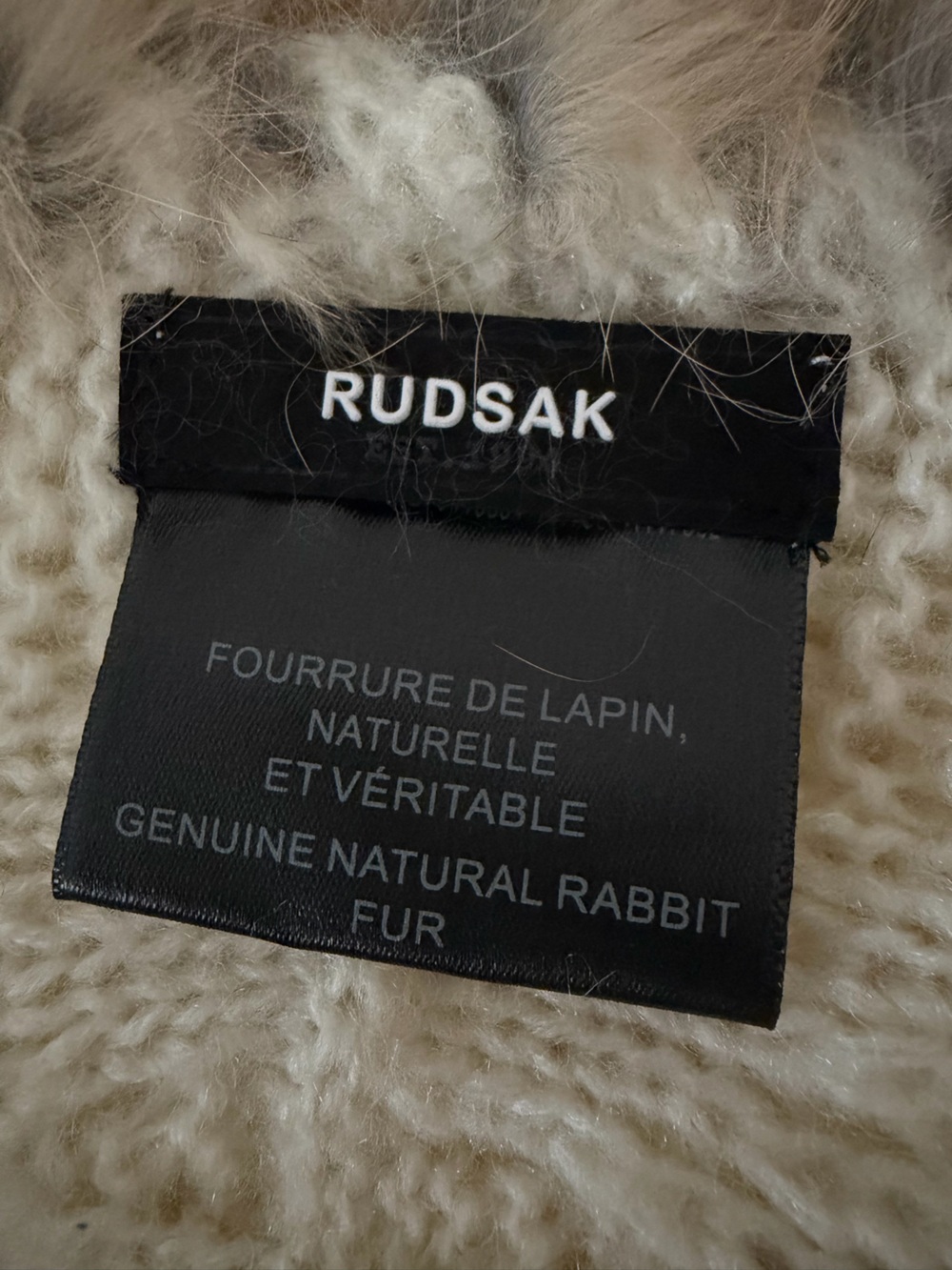 RUDSAK Rabbit Fur-Trimmed Cable Knit Wool Blend Infinity Scarf Wrap
